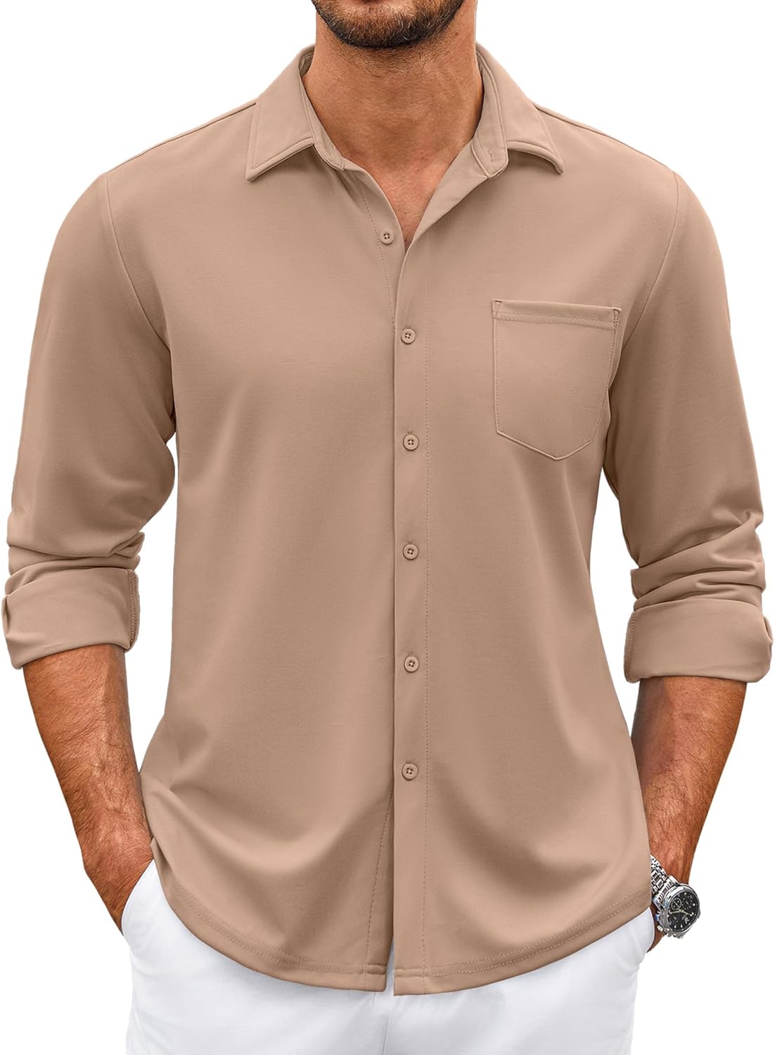 COOFANDY Mens Wrinkle Free Dress Shirts Long Sleeve Untucked Shirts Casual Button Down Shirts