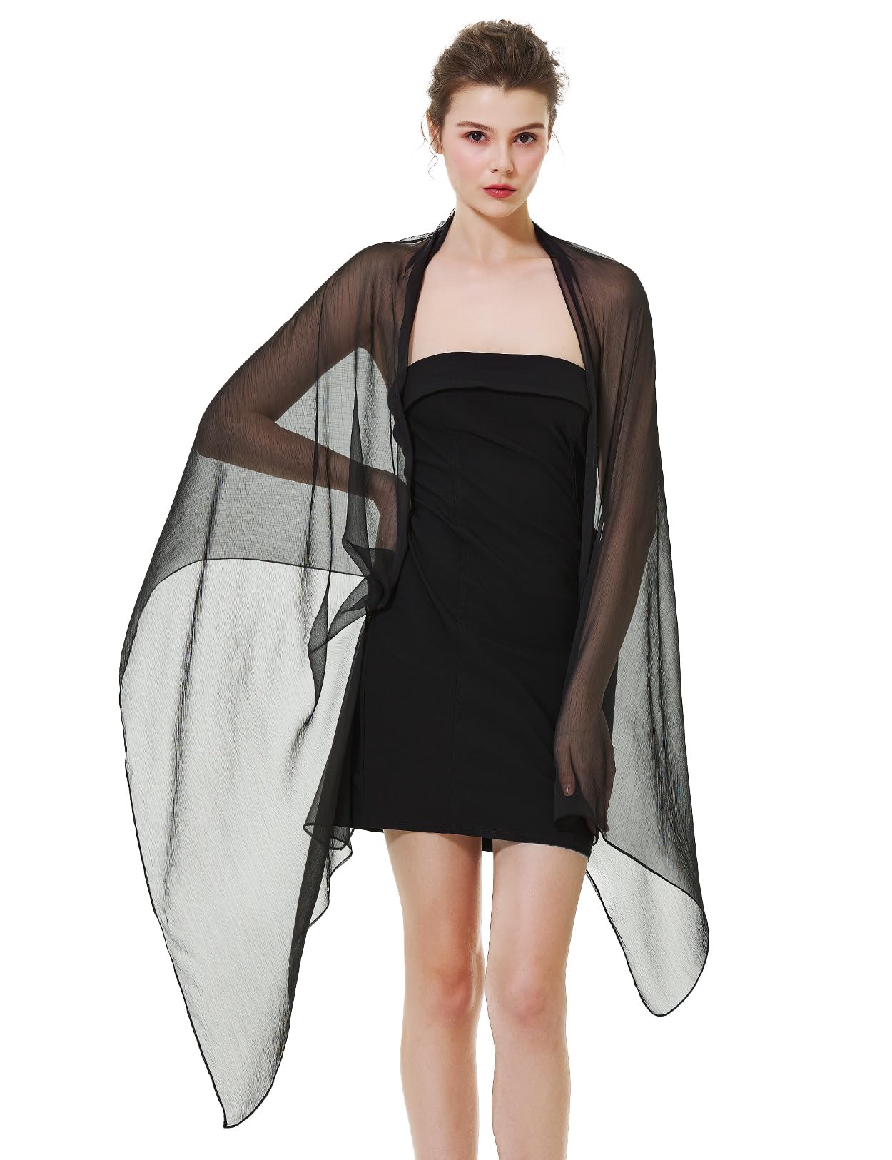BEAUTELICATE Étole Châle En Crêpe de Femme Mariage Soirée Mariée Demoiselle d’honneur Élégant Texture Foulard Écharpe Légère Transparente D’été Automne