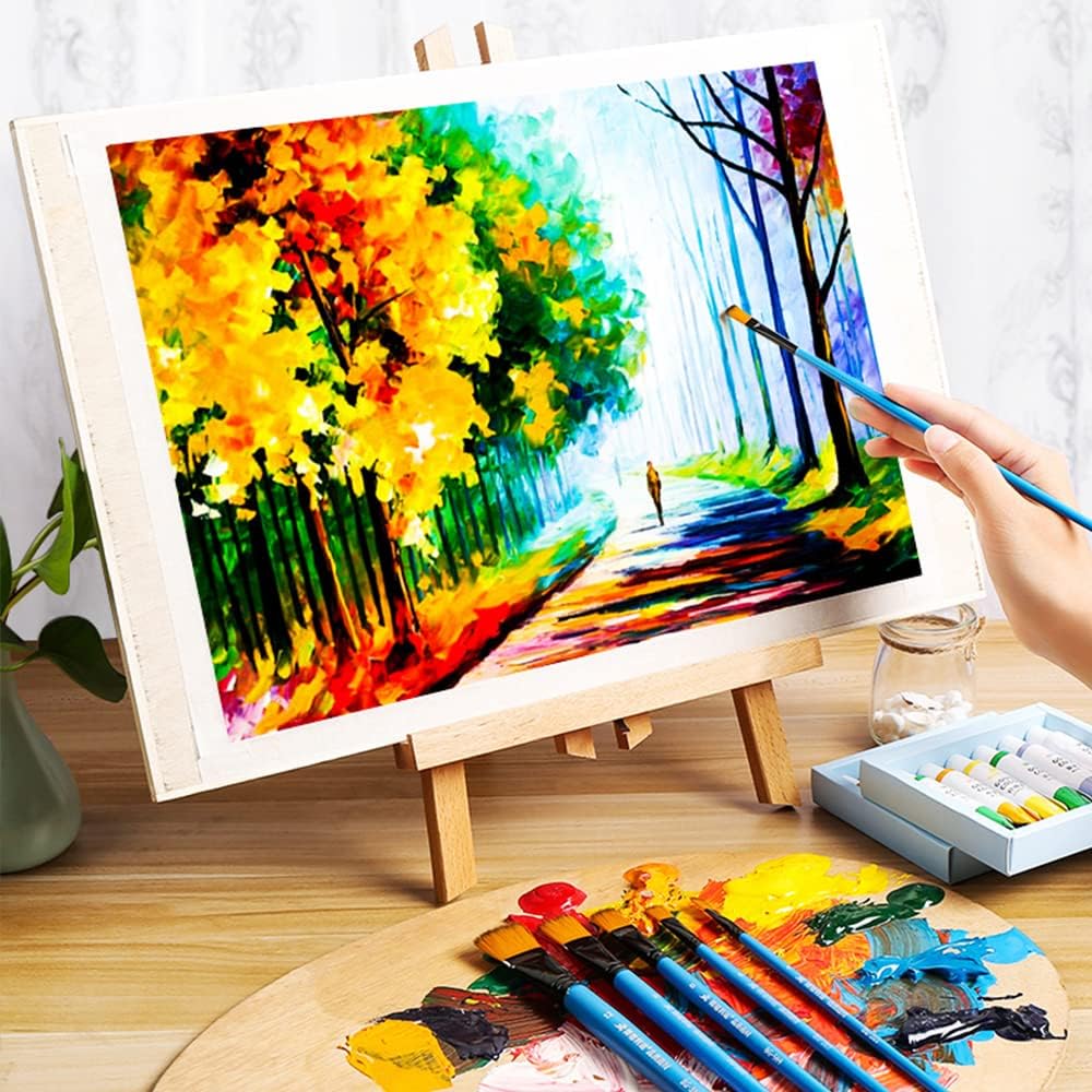 Paint Set for Kids,Art Supplies for Kids 9-12 Includes 12 Acrylic Paints,Table Top Easel,3 Paint Brushes,12 AcrylPapier,Paint Palette,Pencil,Eraser,Palette Knife,Pencils Sharpener,Art Set for Kids