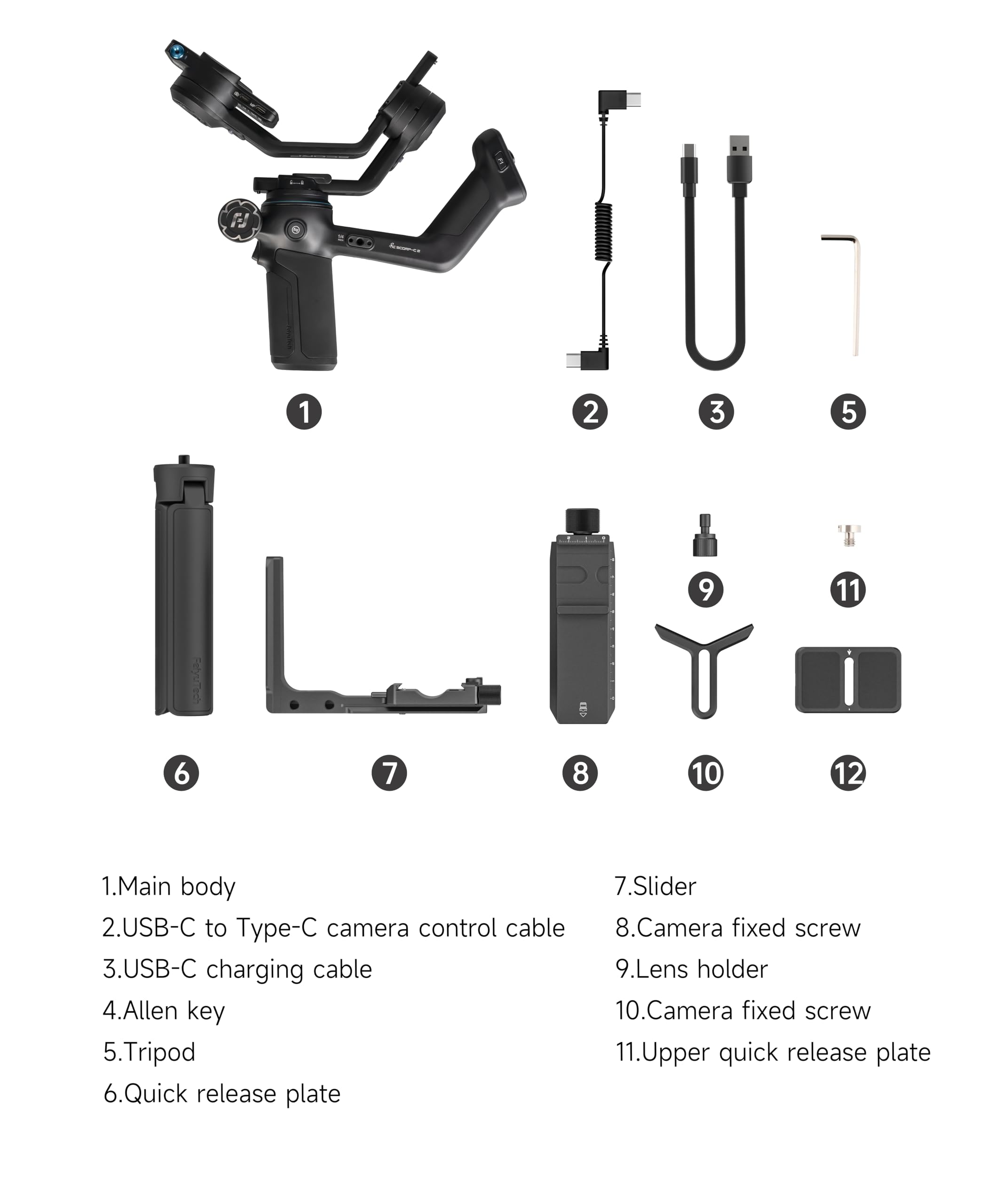 FeiyuTech SCORP-C2 Gimbal Stabilizer DSLR and Mirrorless Camera, Camera Gimbal with Built-in AI Tracking, Native Vertical Shooting, 3.5kg/7.72lbs Payload for Canon/Sony/Panasonic/Nikon/Fujifilm