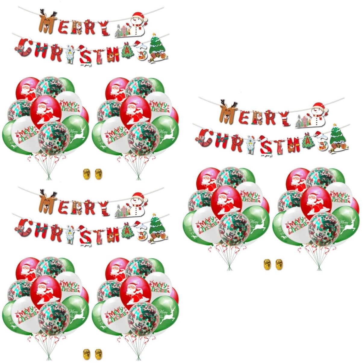 Mikikit 69 Pezzi 12 12 Pollici Decorazioni Natalizie Set Babbo Natale Lettera Paillettes Palloncini Banner Nastri Forniture Per Feste