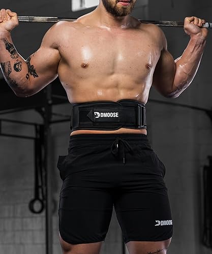 Miniatura 7 de DMoose Fitness Cinturón de levantamiento de pesas, cómodo soporte lumbar y de espalda, cinturón de peso con bloqueo automático para mantener el