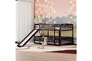 Bellemave Full Over Full Floor Bunk Bed with Slide