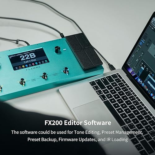 Miniatura 6 de FLAMMA FX200 - Procesador multiefectos con batería, pantalla táctil LCD de 5" programable, puerto MIDI, amplia E/S, grabación de audio USB, 58