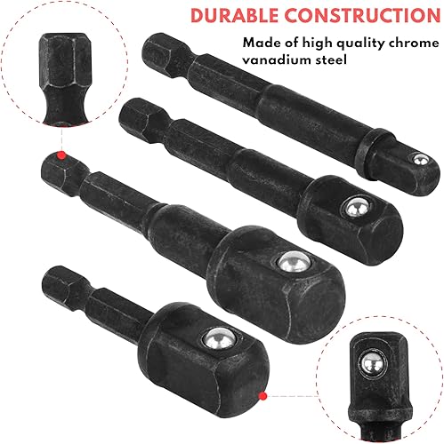 Miniatura 4 de BILITOOLS Juego de adaptadores de enchufe de 17 piezas incluye reductor, juego de enchufes universales para juntas, adaptador de taladro de 1/4"