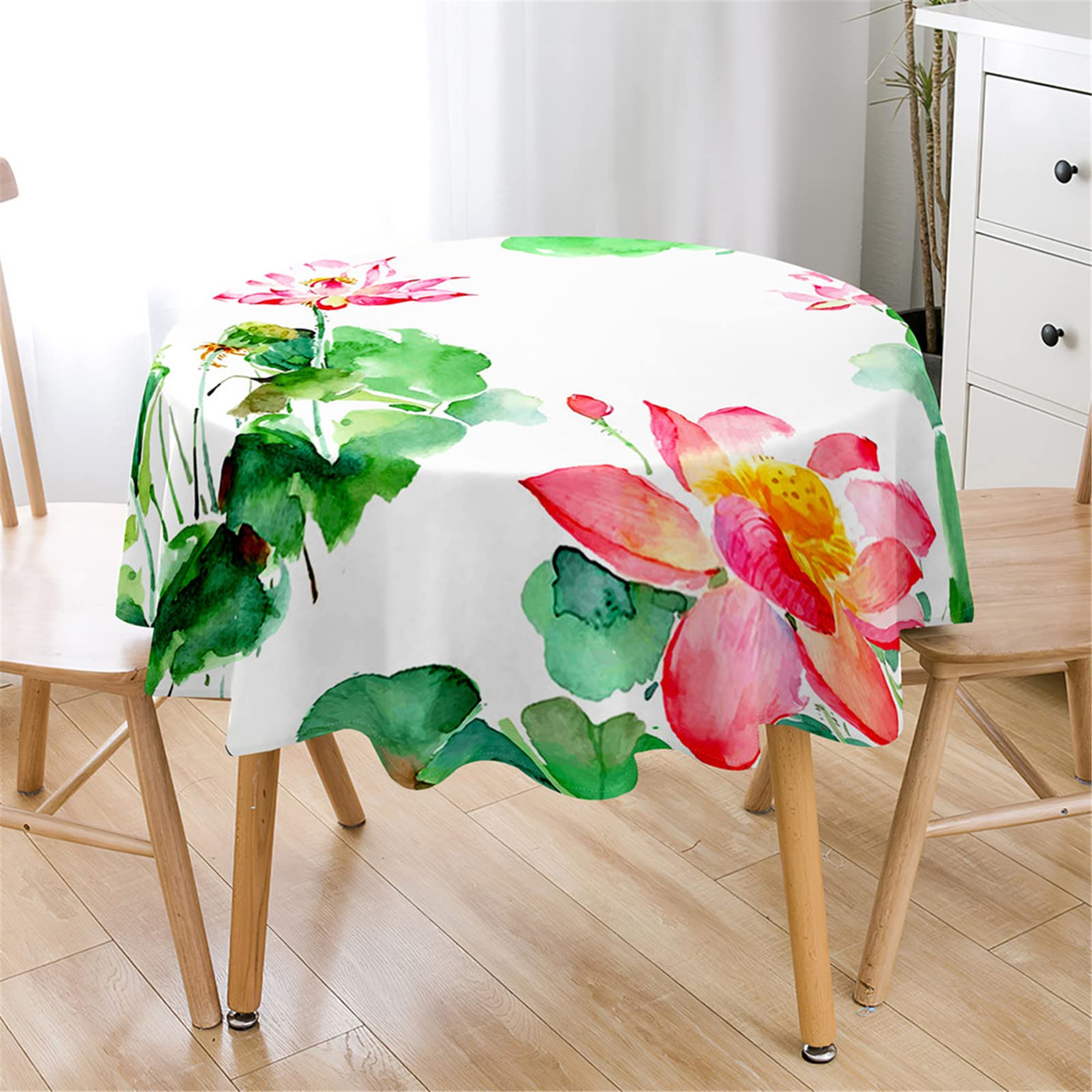 Nappe Ronde Effet Lotus Highdi 120 Cm Orange – Imperméable & Anti-Taches – Lavable En Machine