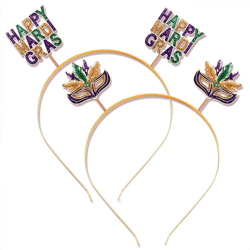 YAHPERN Diademas de Mardi Gras para mujer, máscara de flor de lis, diadema de martes gordos de carnaval, accesorios para el cabello Mardi Gras
