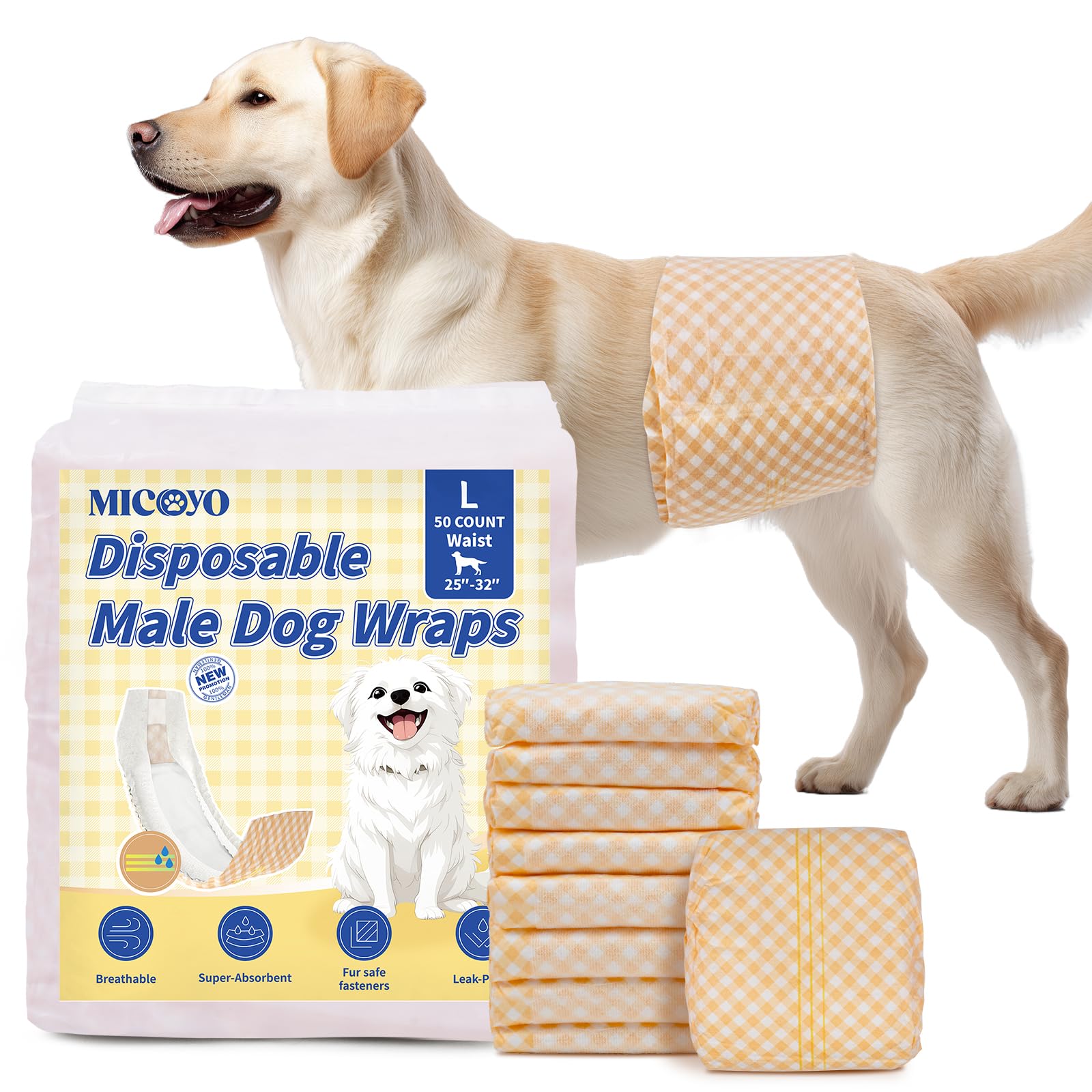 Couches pour chien mâle jetables respirantes grande taille x50