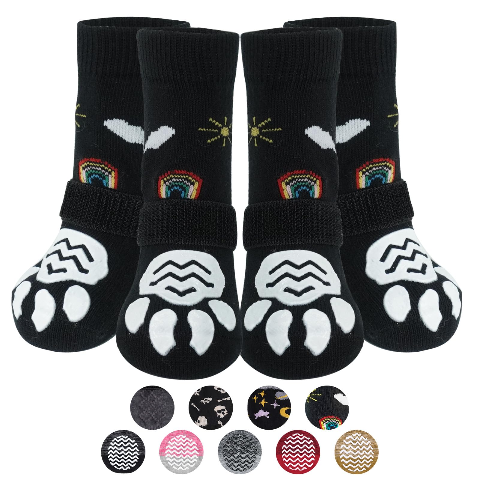 PUPTECK 2 Pairs Anti-Slip Dog Grip Socks for Hot/Cold Pavement, Traction Shoes for Senior Dogs Hardwood Floors Control, Boots with Grippers to Prevent