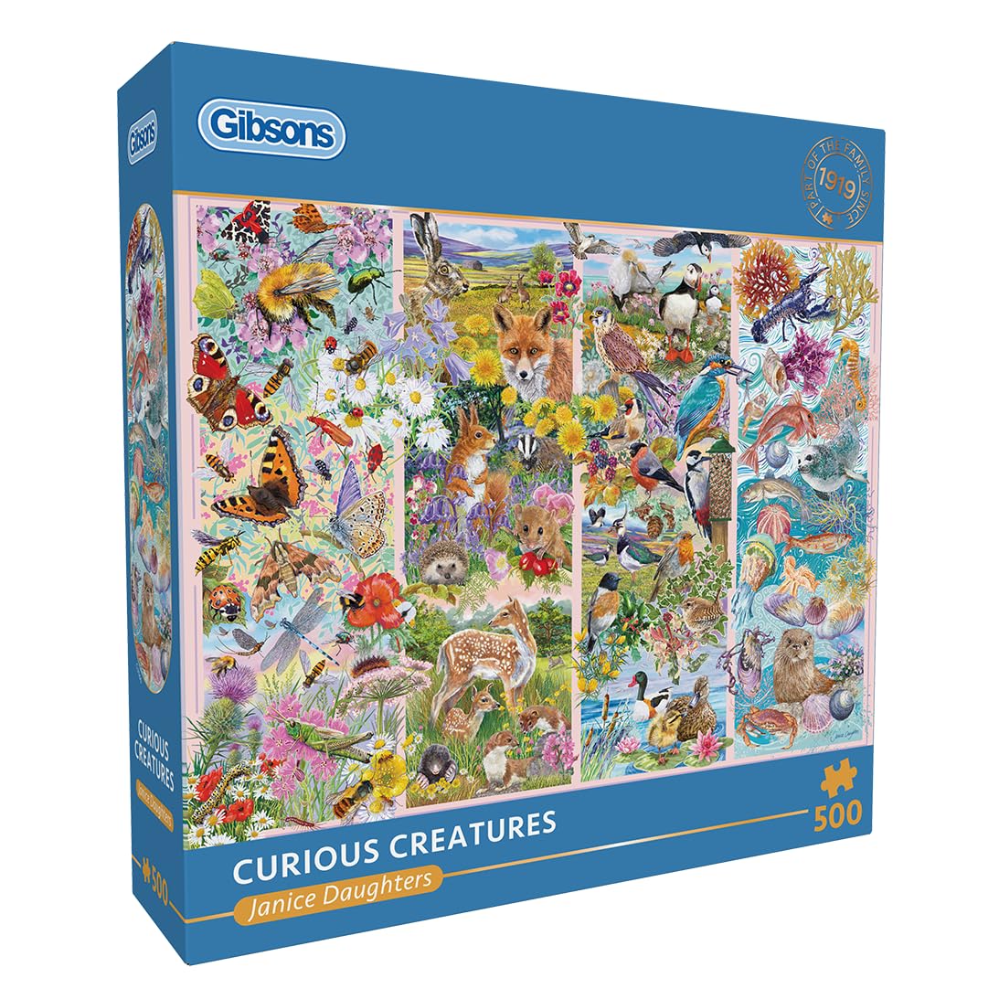 Gibsons Curious Creatures 500 Piece Jigsaw Puzzle for Adults Teens - Wildlife Nature & Animals - Premium Sustainable Puzzle Made in the UK/EU Idea for Puzzle Lovers