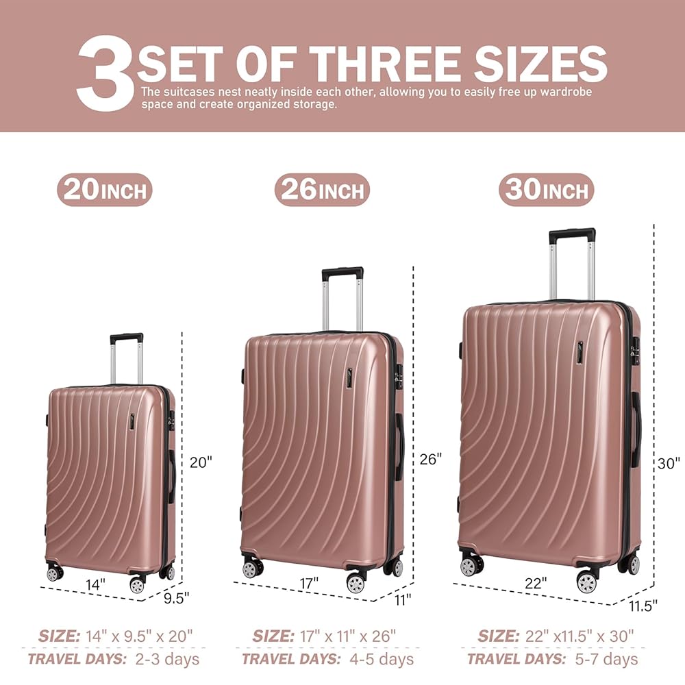 M Camel Mountain Luggage Sets 3 Piece Lightweight Durable