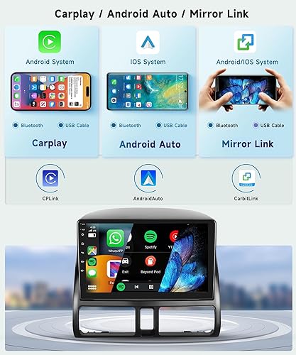 Miniatura 11 de Radio estéreo de coche con audio de alta fidelidad para Honda CRV 2002-2006, CarPlay inalámbrico/Android Auto 9 pulgadas HD pantalla táctil Android