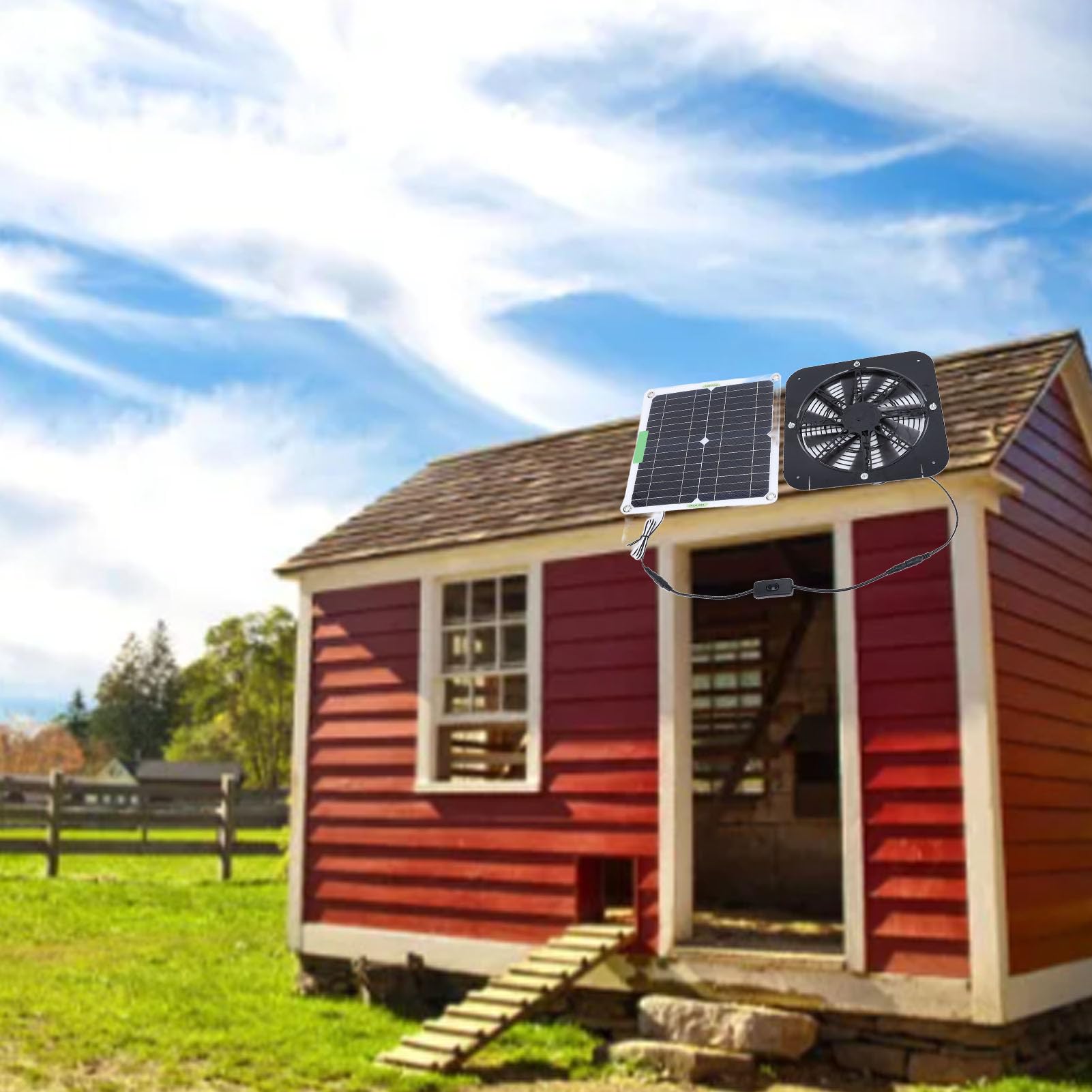 Ventola A Pannello Solare 15W - Kit Ventilazione Per Serra, Pollaio, Capannone | Portatile Ed Efficiente - Foto 4