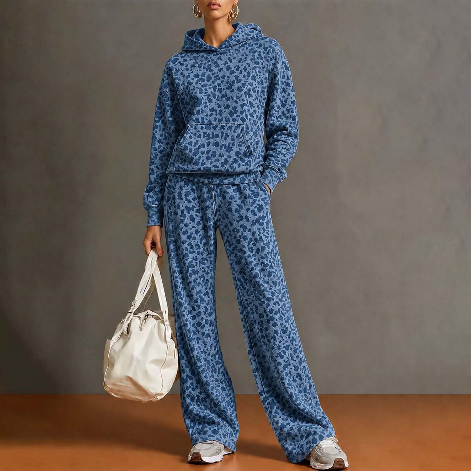 Generisch Set da jogging da donna, motivo Leone, set sportivo con cappuccio