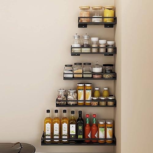 Miniatura 5 de Estante para especias, montado en la pared, de acero inoxidable, organizador de baño, cesta desmontable multifunción para frutas y verduras, B  15.7