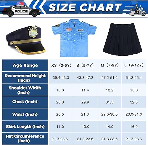 Miniatura 5 de Disfraz de oficial de policía para niños, disfraz de policía para niñas, disfraces de Halloween para niñas de 3 a 12 años, uniforme de policía para