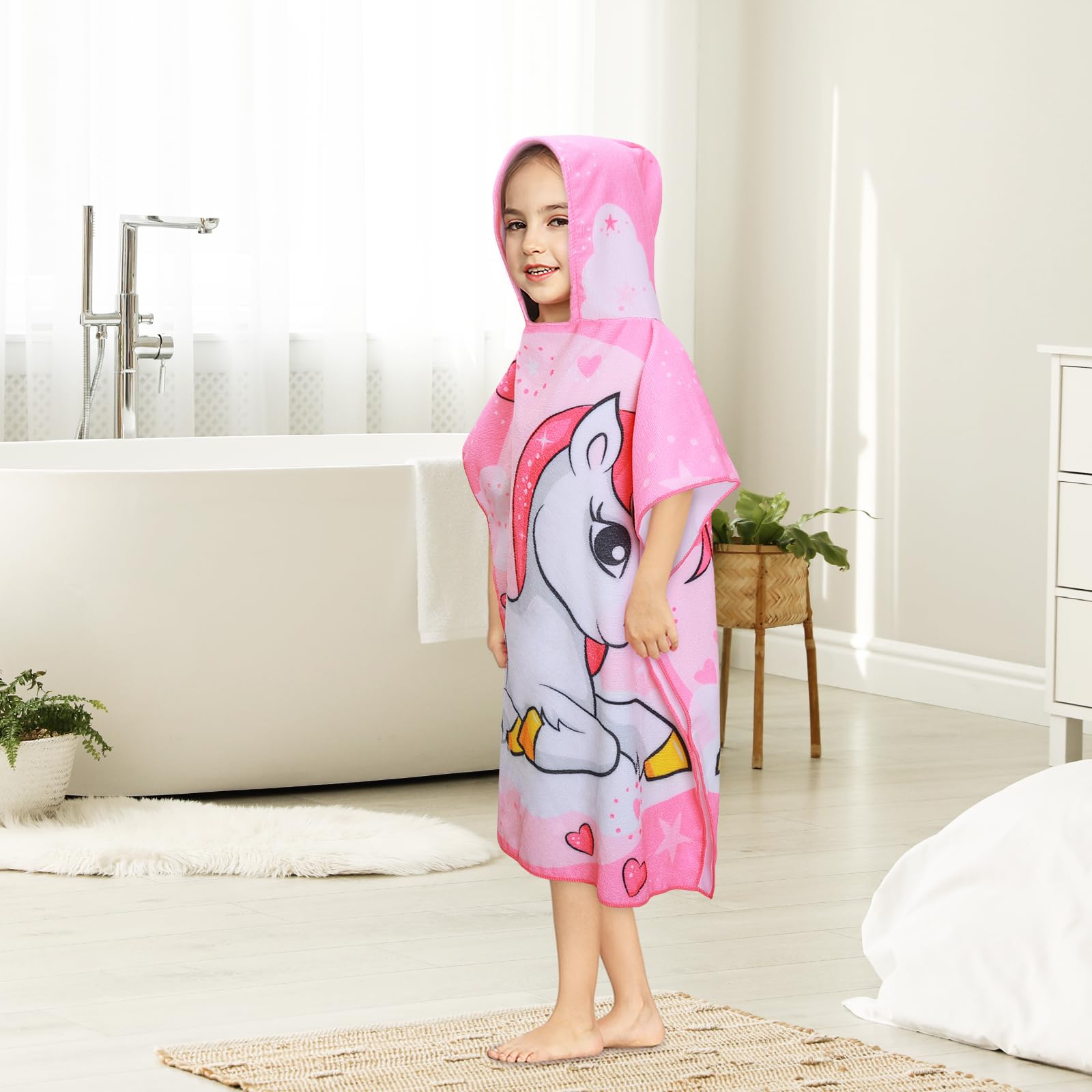 Accappatoio Con Cappuccio Per Neonati – 80x80 Cm, Blu Con Orsetto/cane, In Felpa Di Velluto Morbidissimo, Poncho Assorbente