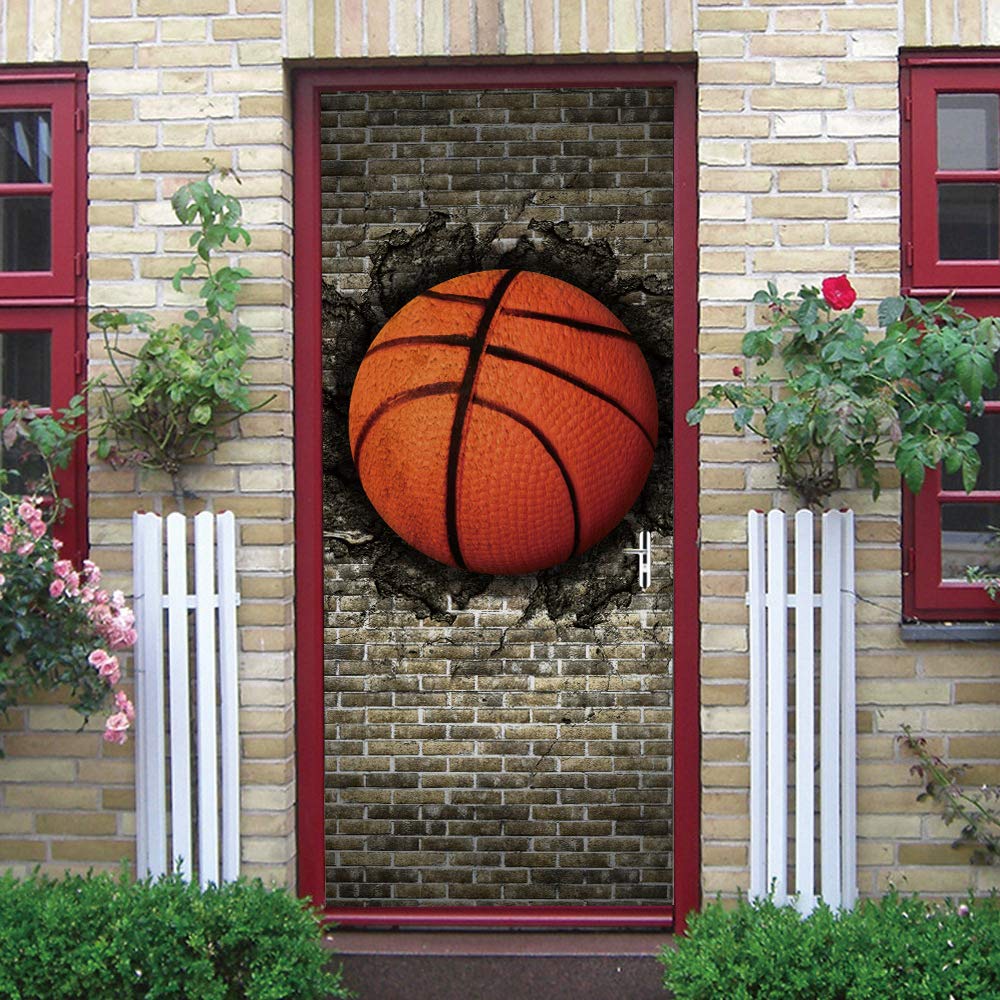Joueur De Basket Abstrait 3D Porte Photo Stickers - Autocollant Amovible 83x205 Cm Pour Décoration Intérieure