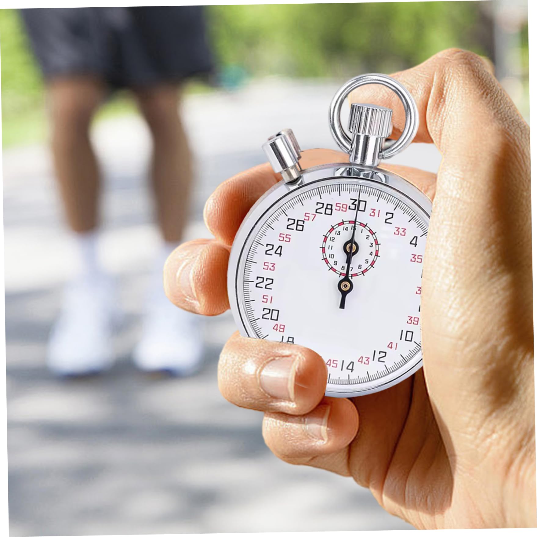 Cronómetro mecánico Cronómetro analógico de Acero Inoxidable de 30 Segundos con Pausa Temporizador portátil para Correr, Entrenar y experimentar.