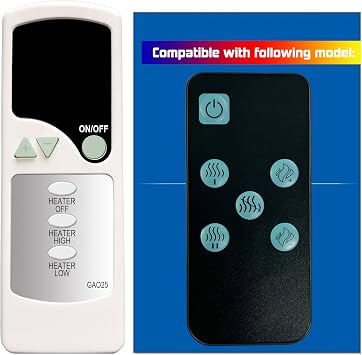 Replacement Remote Control for Masterflame Electric Fireplace TED20 TED20RC