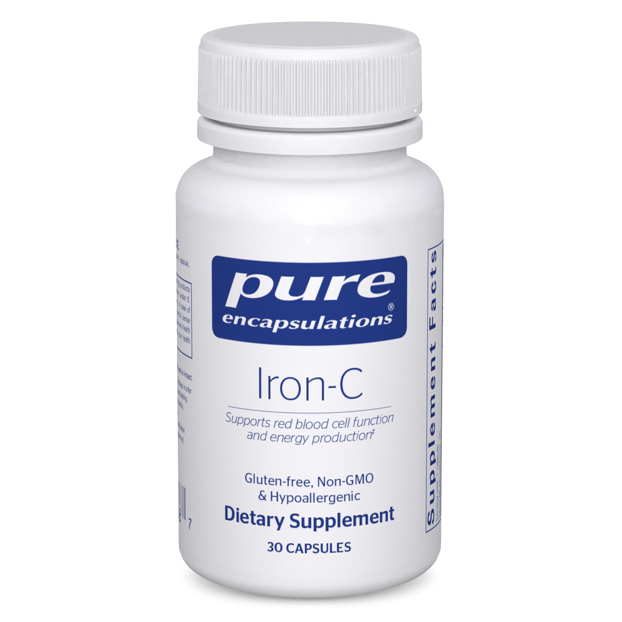 Pure EncapsulationsIron-C - 15 mg - 175 mg Vitamin C - Red Blood Cell Support* - Energy Production - Highly Bioavailable Iron Pill - Gluten Free & Vegan - 30 Capsules