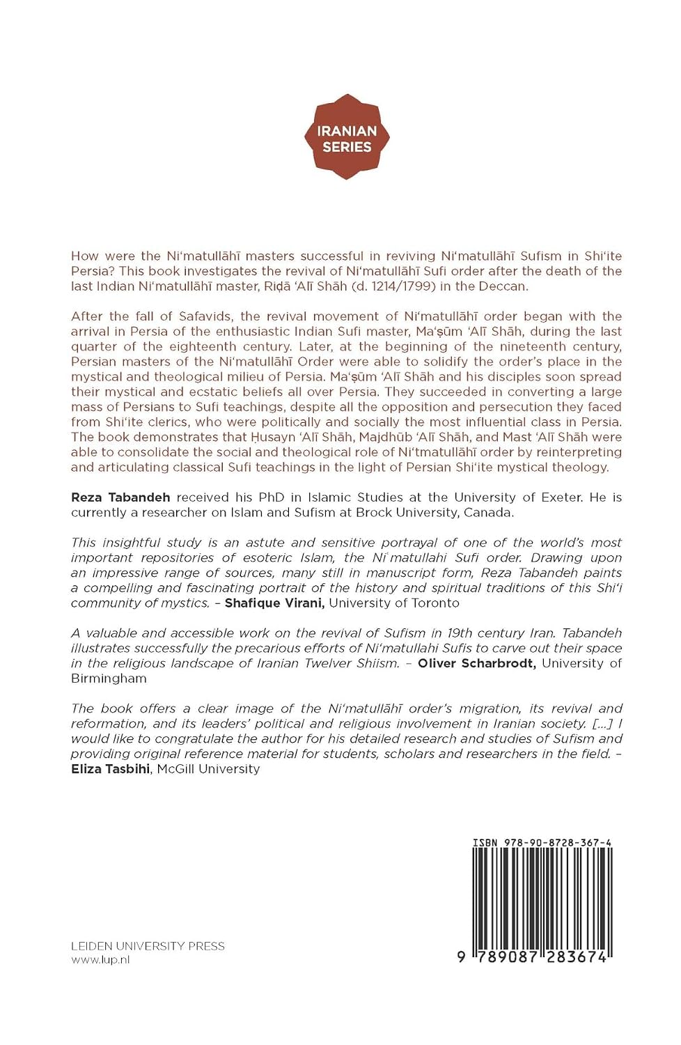 The Rise of the Ni'matull.h. Order: Shi'ite Sufi Masters against Islamic Fundamentalism in 19th-Century Persia (Iranian Studies Series)