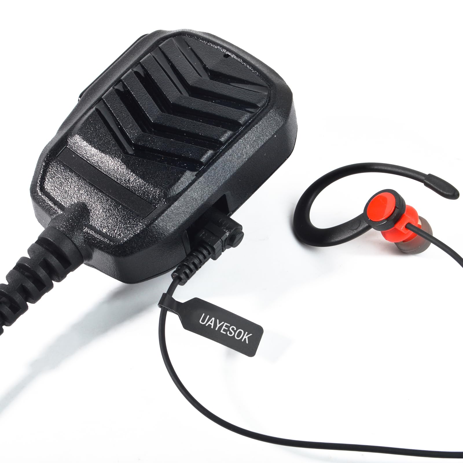 Paquete de 10 auriculares de radio de 3,5 mm para las fuerzas del orden, solo recepción/escucha, auriculares de vigilancia policial, gancho extraíble para micrófono de altavoz de radio bidireccional