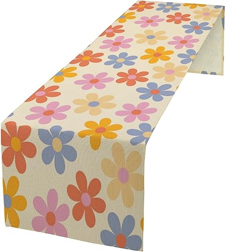 Miniatura 9 de Camino de mesa retro de los años 70, estilo vintage, abstracto, moderno, bohemio, espiral, espiral, ondas, granja, cena, camino para el hogar,