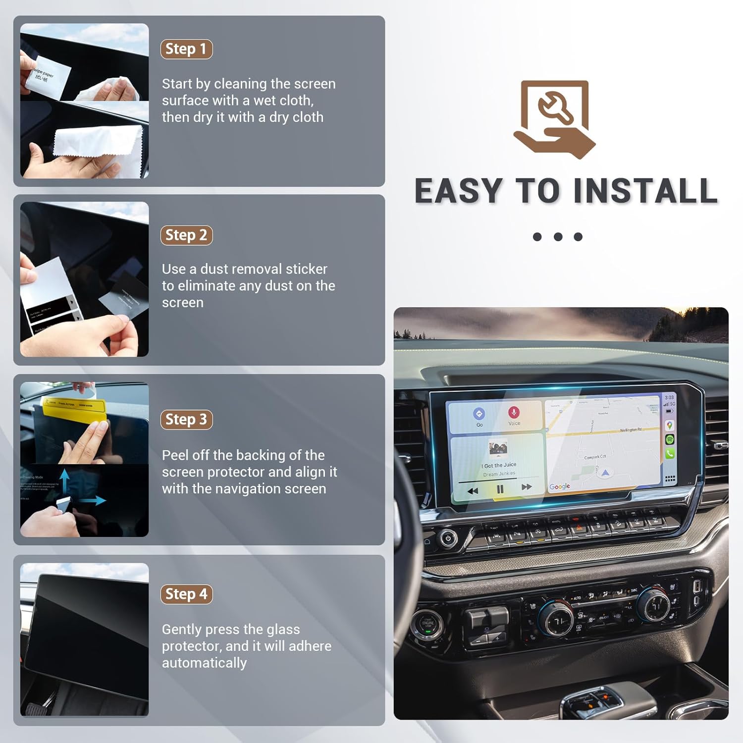 3 Pack Screen Protector for Silverado 2022 2023 2024 2025 2026 Chevy Silverado 2500 HD Accessories 2026 Silverado Screen Protector 13.4'' for 2024 Chevy Silverado Screen Cover Glass ZR2 Silverado