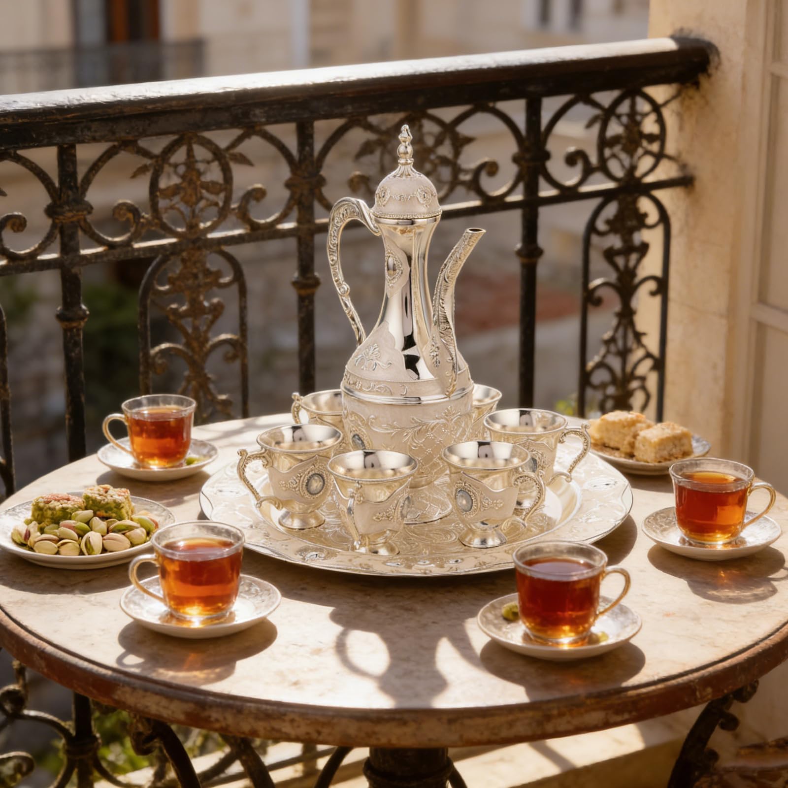 Amazon.com | Vintage Turkish Coffee Pot Set, Zinc Alloy Stove