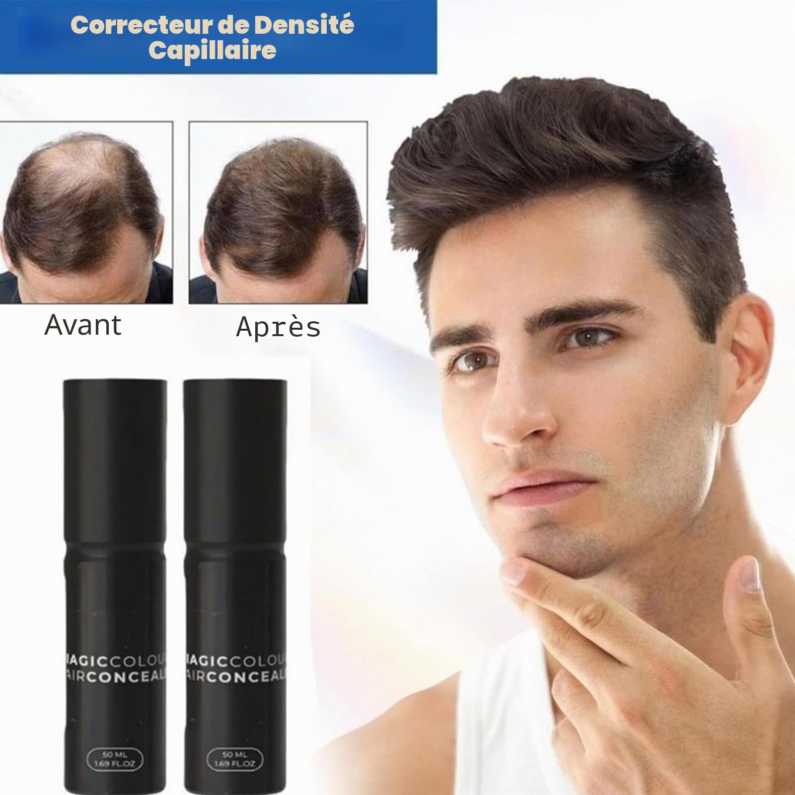 Densifiante pour cheveux fins - Crème densifiante pour couvrir les racines - Fibres naturelles pour un aspect volumeux immédiat