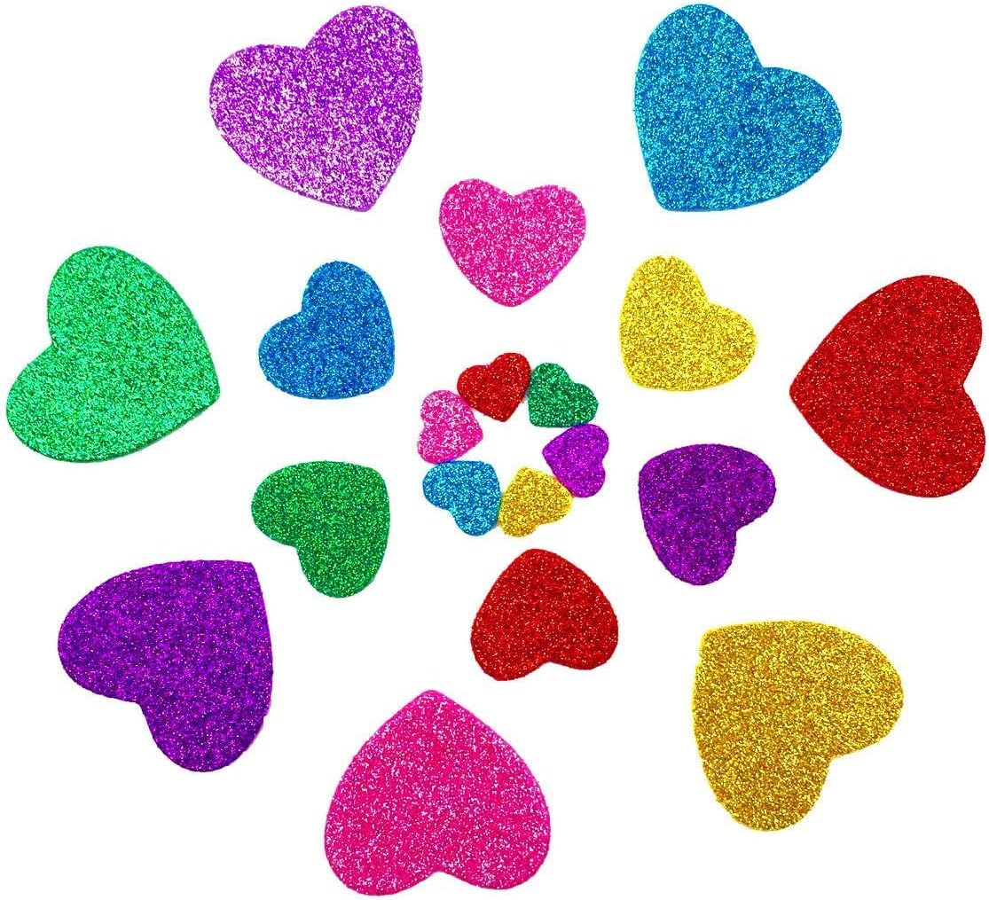 WJBB 5 Sets Valentine's Heart Stickers Glitter Foam Heart Stickers Valentine's Day