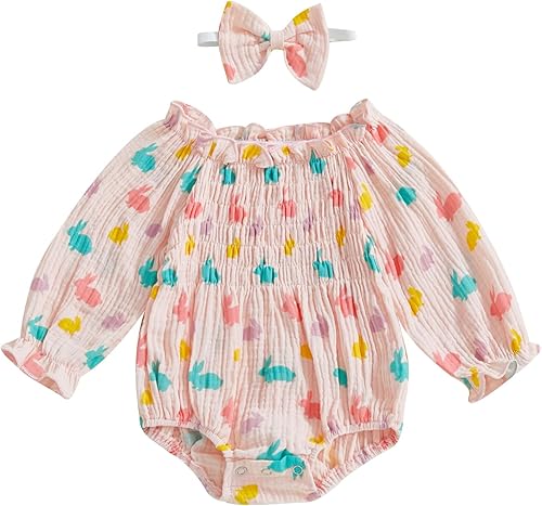 Miniatura 55 de Traje de bebé recién nacido, lindo mameluco de manga larga fruncido, cómodo traje de bebé niña Naranja