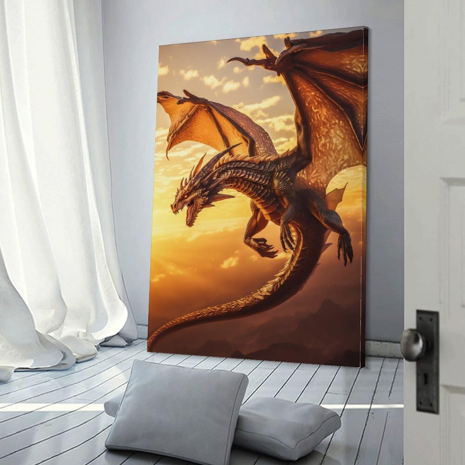 POLIUAWS Fairytale Flying Dragon Poster Canvas Wall Art Poster Decorative Modern Home Print Picture Artworks Posters Art Canvas Prints 12x18inch(30x45cm)