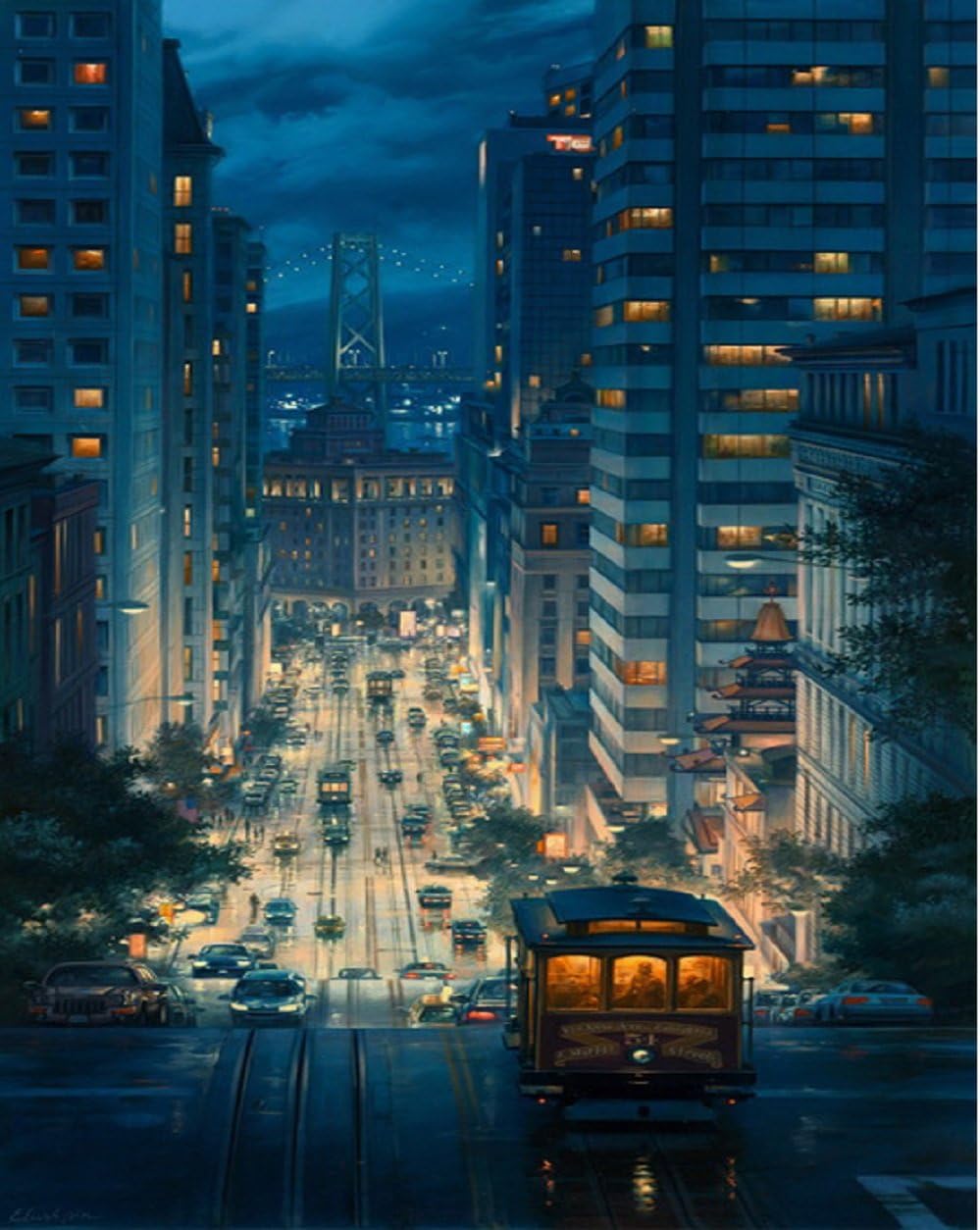 Bigie DIY Paint by Numbers for Adults DIY Acrylic Painting Kit for Kids Beginner Lady Landscape Animal Flower 16"x20" ( City Night Scene)