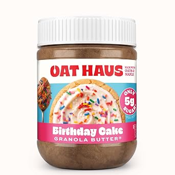 KWEEN Oat Haus Birthday Cake Granola Butter | Peanut-free, Almond Tree-Nut Free, School-Safe Top 8 Allergen Free | Edible Cookie Dough Alternative
