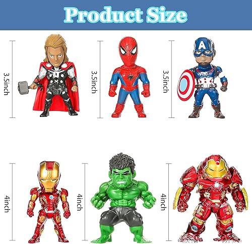 Miniatura 2 de Paquete de 6 figuras de acción de héroe súper divertidas para decoración de pasteles juego de figuras de acción de películas con bases suministros