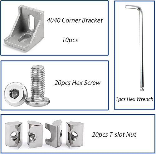 Miniatura 4 de Juego de conectores de soporte de esquina 4040 para accesorios de extrusión de aluminio 4040 plata