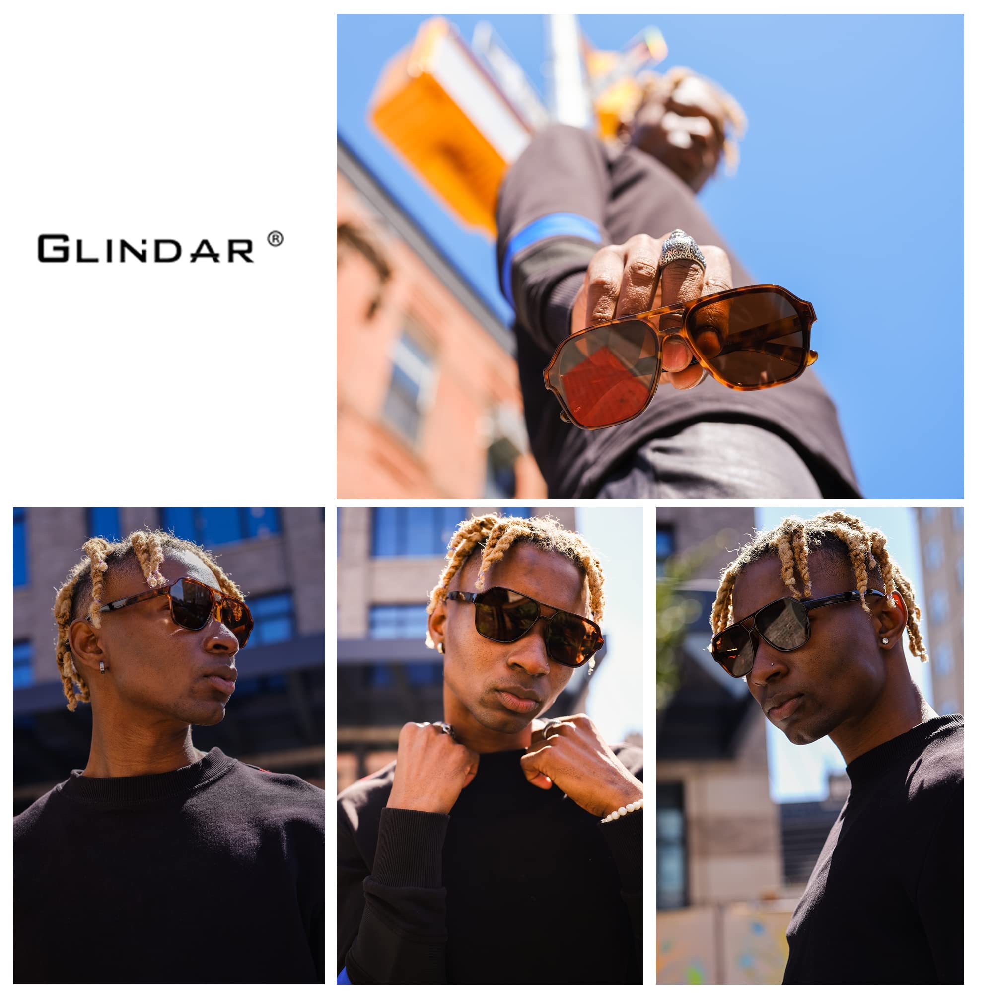 Gafas de sol polarizadas estilo aviador para hombre y mujer, gafas cuadradas de gran tamaño, Marco de tortuga/lente marrón polarizado 2