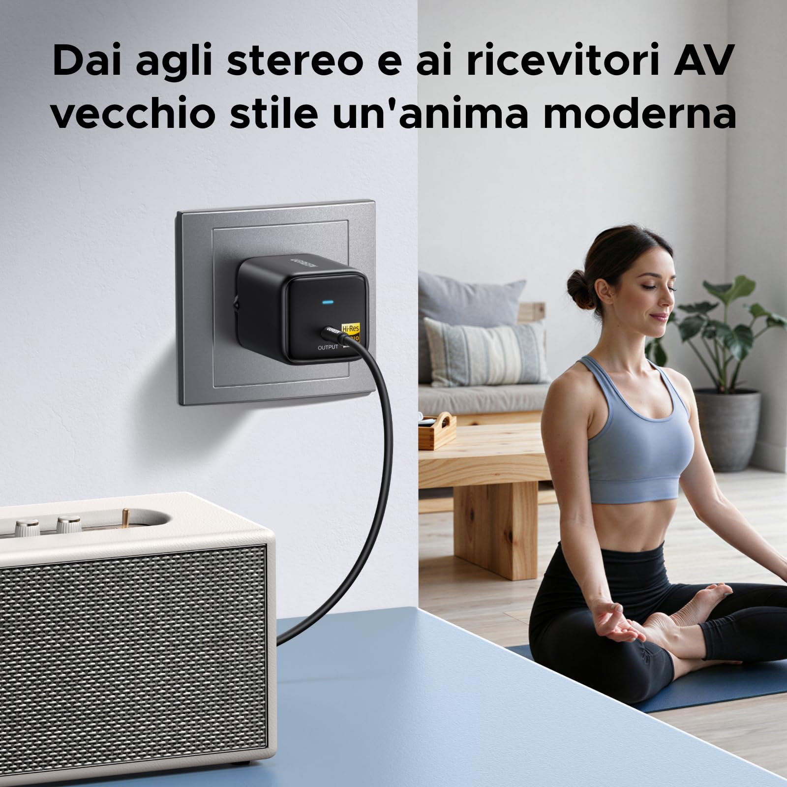 UGREEN Ricevitore Bluetooth 6.0 LDAC/SBC/AAC Audio Adattatore 3,5 mm Hi-Res HiFi Bassa Latenza Wireless Alimentatore a Innesto Diretto Compatibile con Telefono Tablet Altoparlante Amplificatore