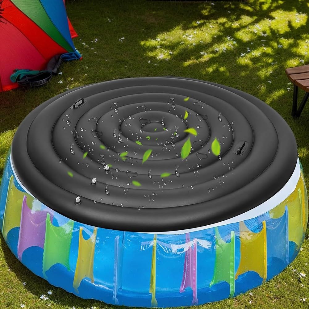 Housse de spa gonflable ronde en PVC de 180 cm avec couvercle réglable pour protection de l'eau en extérieur, rétention de la chaleur et montage facile dans le jardin ou la piscine (avec