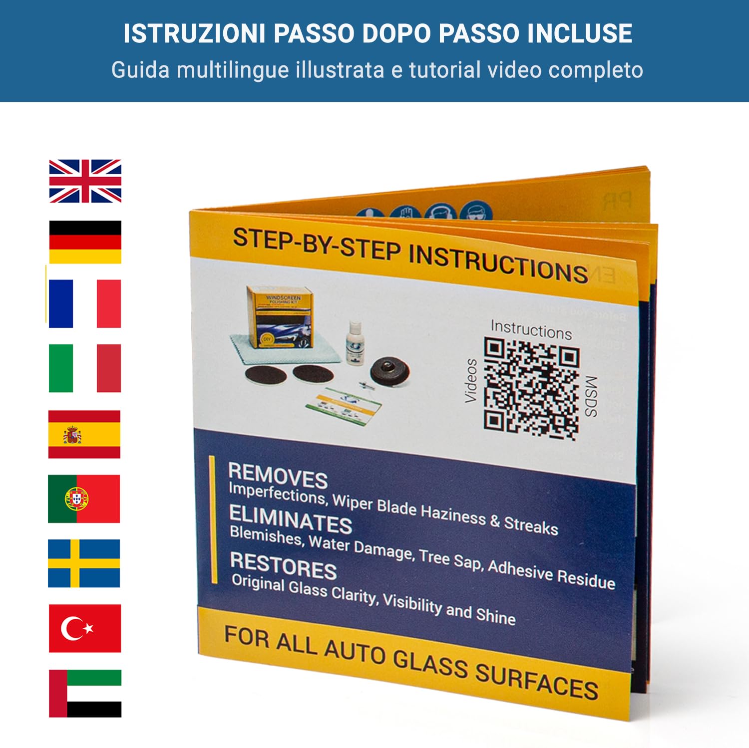 Glass Polish - Kit di lucidatura del Parabrezza - Riparazione del Vetro dell'auto Fai da Te da 75mm - Rimuovi i Danni dalla Spazzola del tergicristallo e ripristina la chiarezza e la lucentezza.