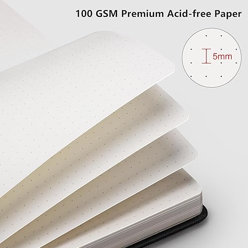 Miniatura 3 de RETTACY Cuaderno de cuadrícula punteada con cuadrícula punteada, diario A5 de cuadrícula punteada con 320 páginas, papel premium de 100 GSM, tapa