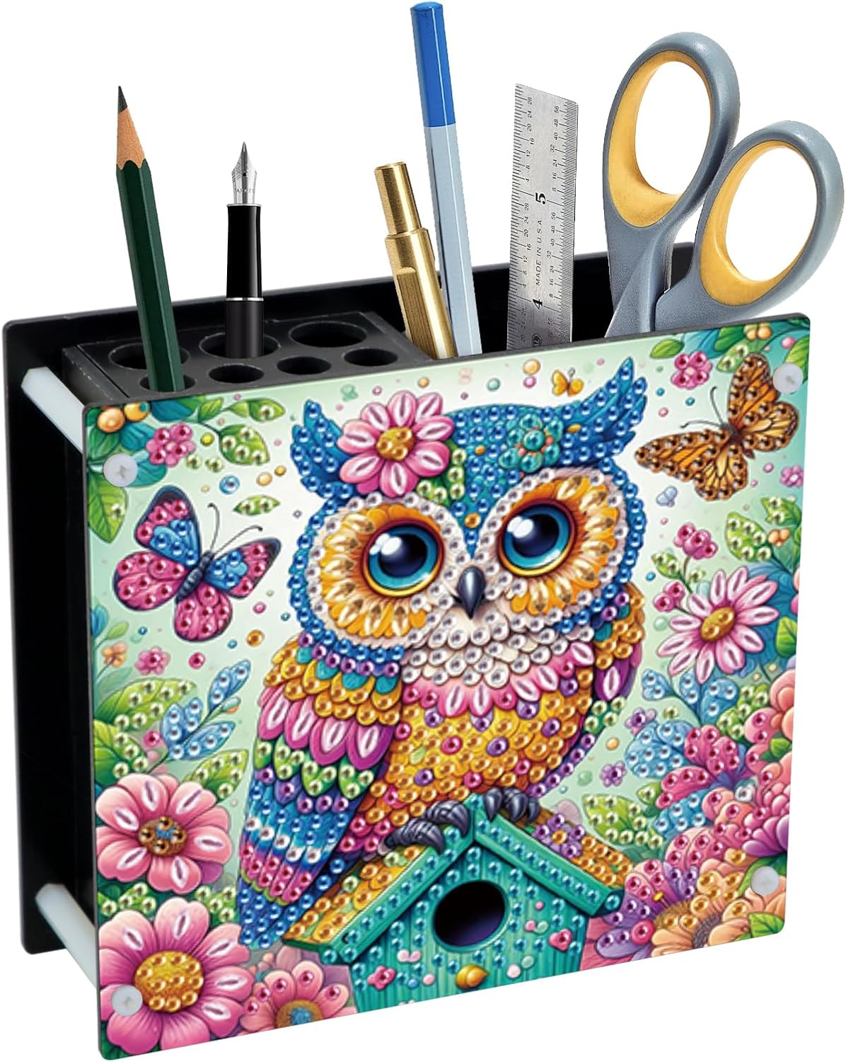 DIY 5D Diamond Painting Pen Holder – Cute Wise Owl Diamond Art Painting Pen Holder, Decorative Pencil Organizer