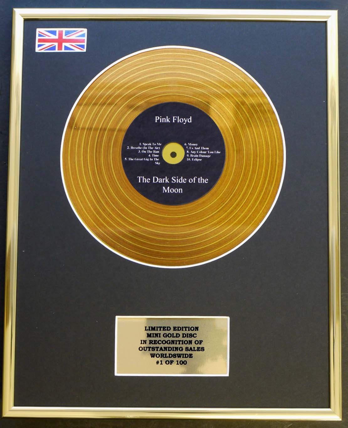 Pink Floyd/Mini Metal Gold Disc/EDICIÓN Limitada/COA/The Dark Side of The Moon