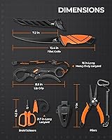 Vista 8 de KastKing SteelStream - Juego de herramientas de pesca, equipo de pesca, alicates de pesca resistentes a la corrosión, cuchillo de filete, tijeras