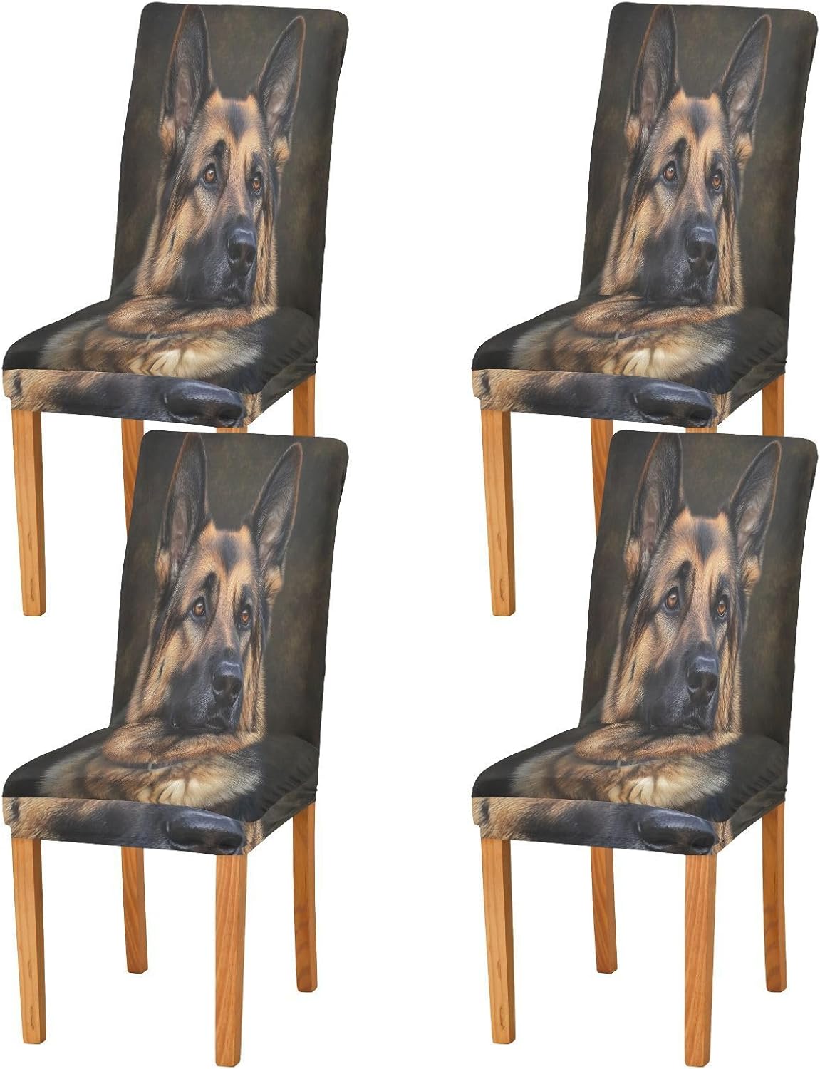 ALAZA Chair Covers for Dining Room, German Shepherd Dog Art Stretch Chair Cover Sets Chair Protector Removable Washable for Ktichen Restaurant Hotel