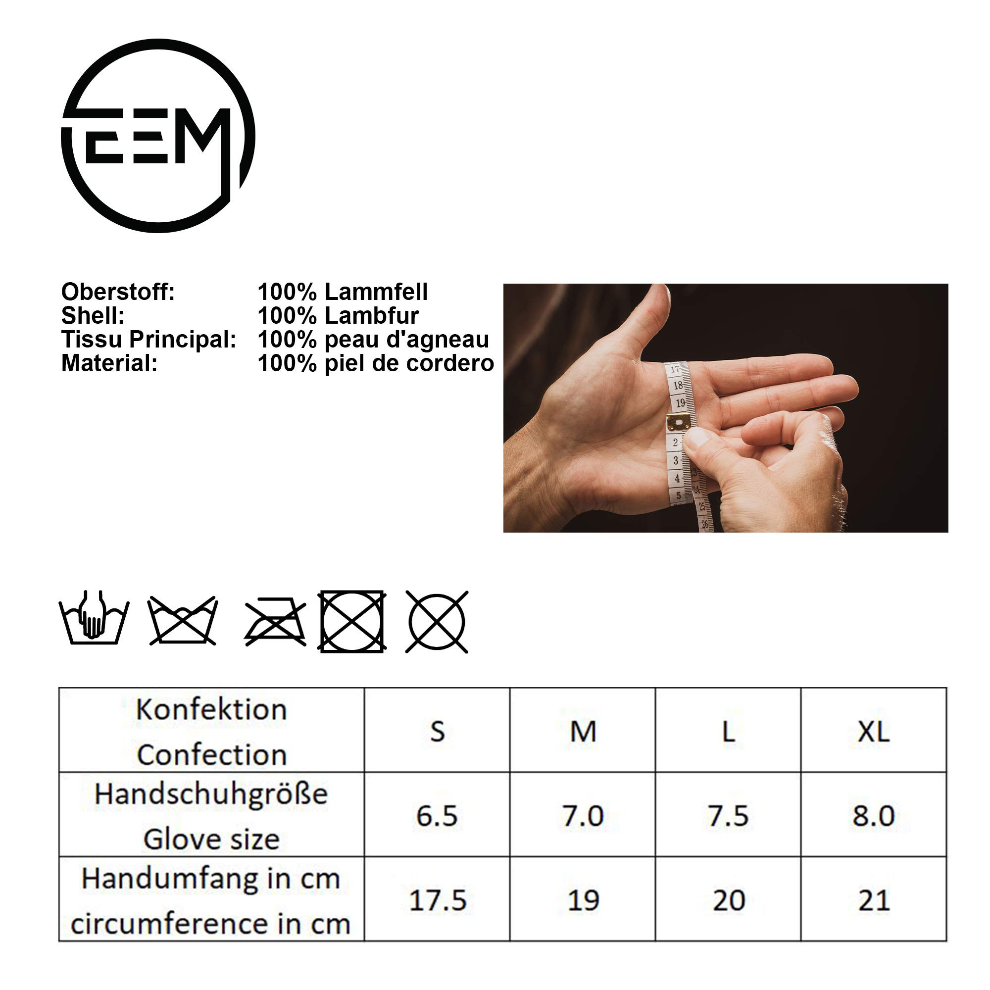 EEM gants en cuir pour femme, cuir d'agneau doux de Nouvelle-Zélande, fourrure douillette, cousus à la main