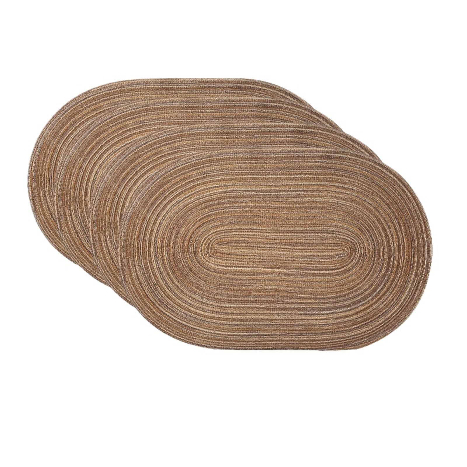 Oval Table Mats Beige Oval Placemats Set Of 4,Place Mat Washable Table Mats For Kitchen Dining(Brown)