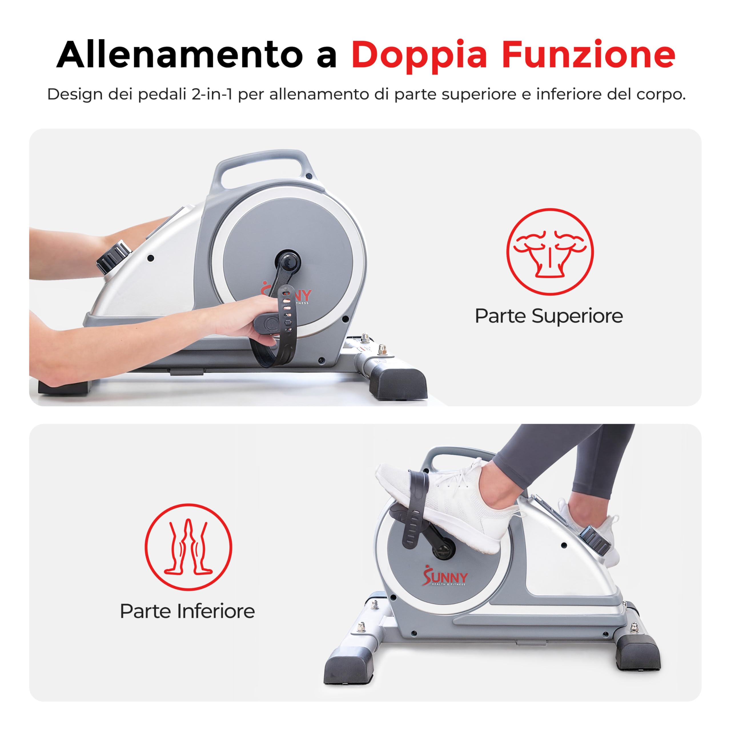 Sunny Health & Fitness Bike Da Allenamento Intelligente, Mini Cyclette Da Scrivania Con Doppia Funzione Per Anziani, Allenamento Cardio A Casa, Opzionale Con App Gratuita SunnyFit E Sistema Magnetico